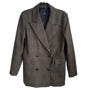 Bagatelle Collection Houndstooth Plaid Double Breasted Blazer Jacket Sz M Career